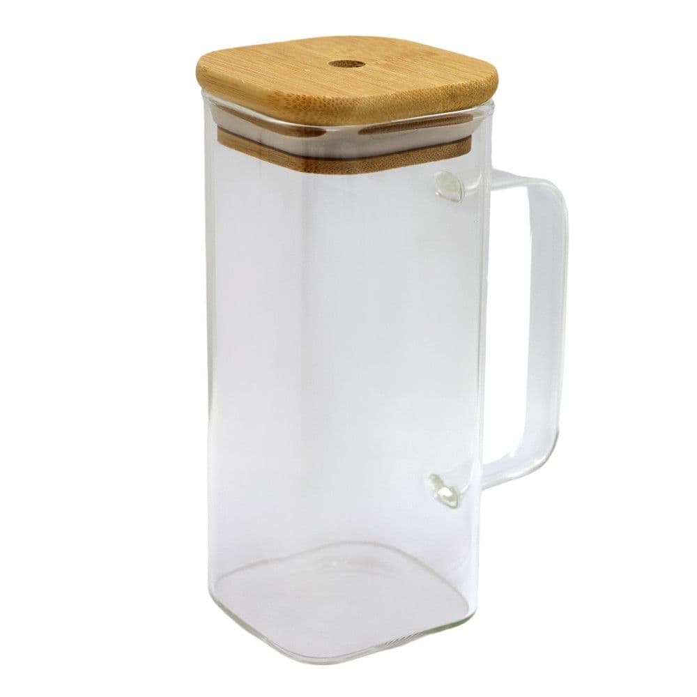 Gotë lëngje me kapak, qelq/bambu, transparente, H14 cm / 380 ml