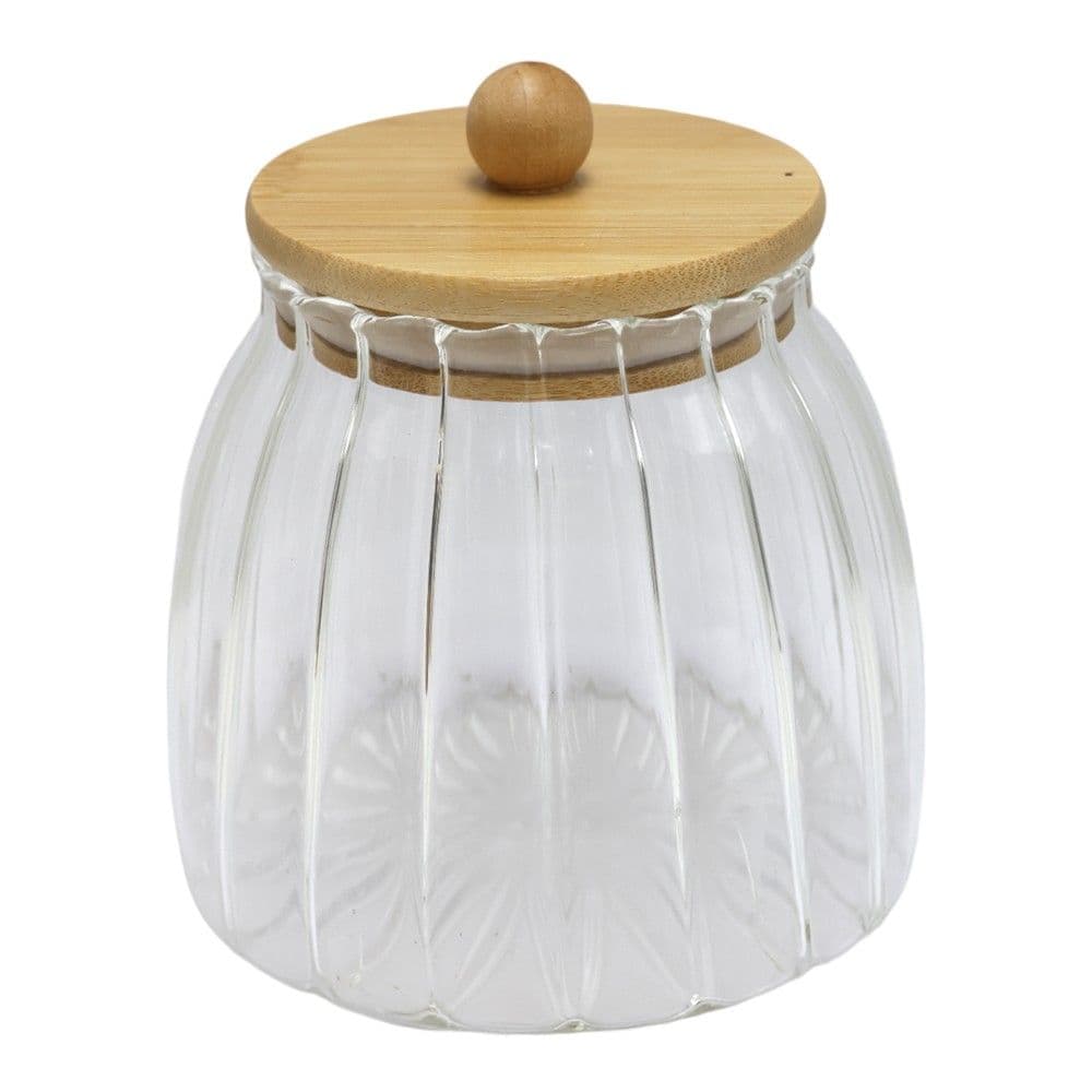 Kavanoz konservimi me kapak bambu, qelq/bambu, transparente, H10 cm / 700 ml