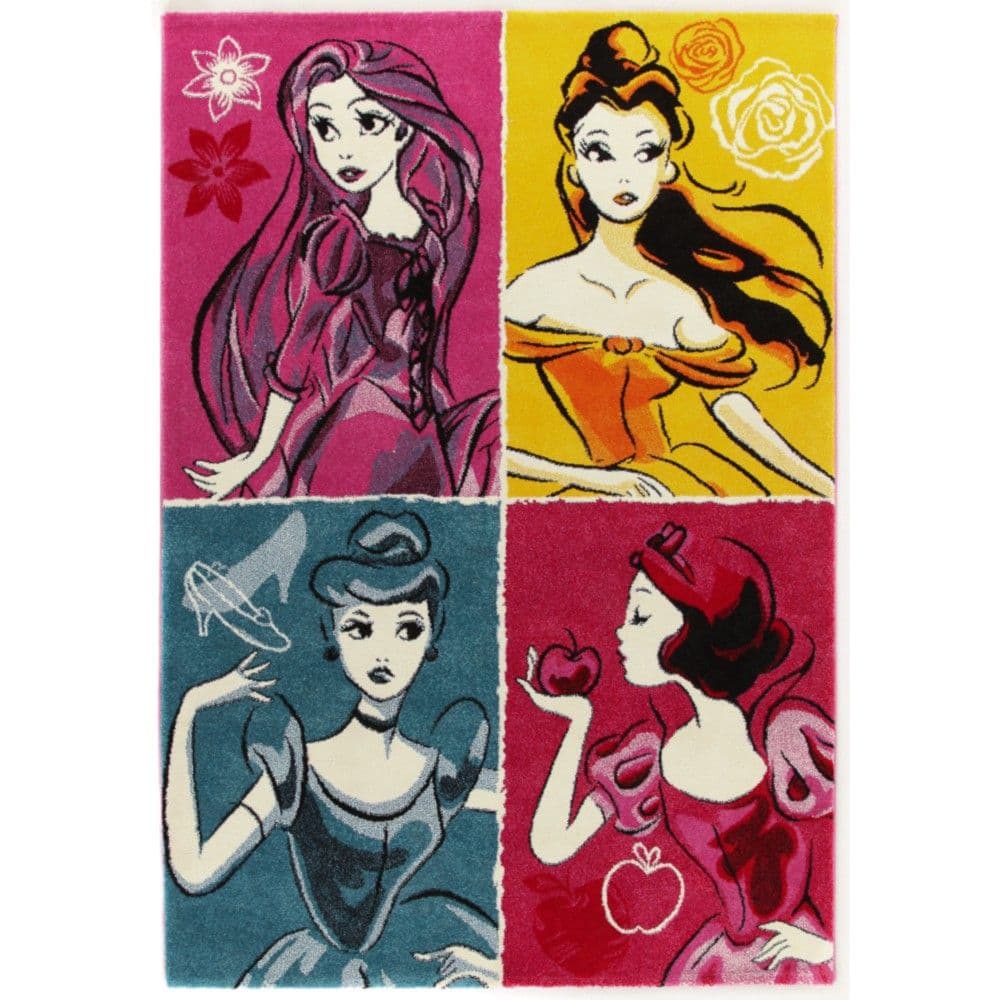 Tapet për fëmijë Disney Princess, modern, fije sintetike, ngjyra të ndryshme, 133x190 cm
