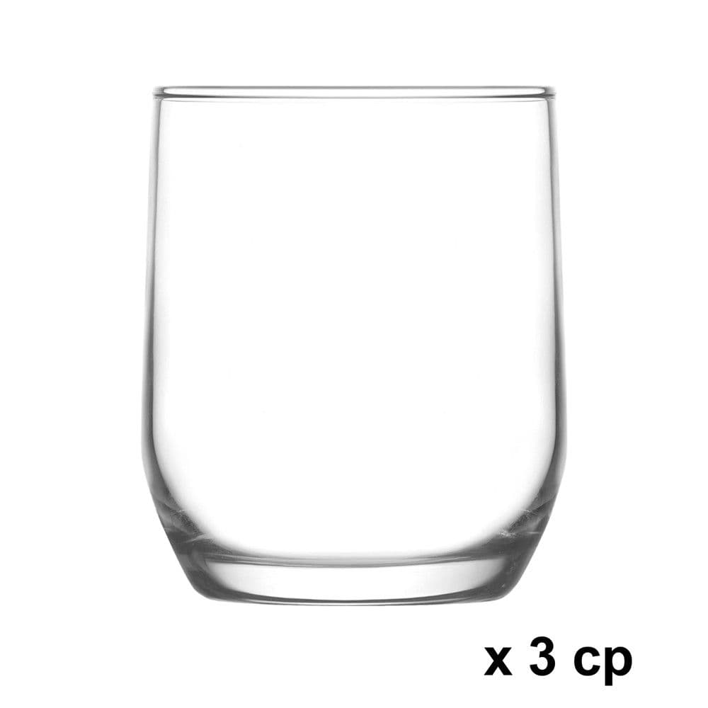 Gotë uji Sude, qelq, transparente, 315 cc, Dia. 7.3 x H 9.2 cm, 3 copë