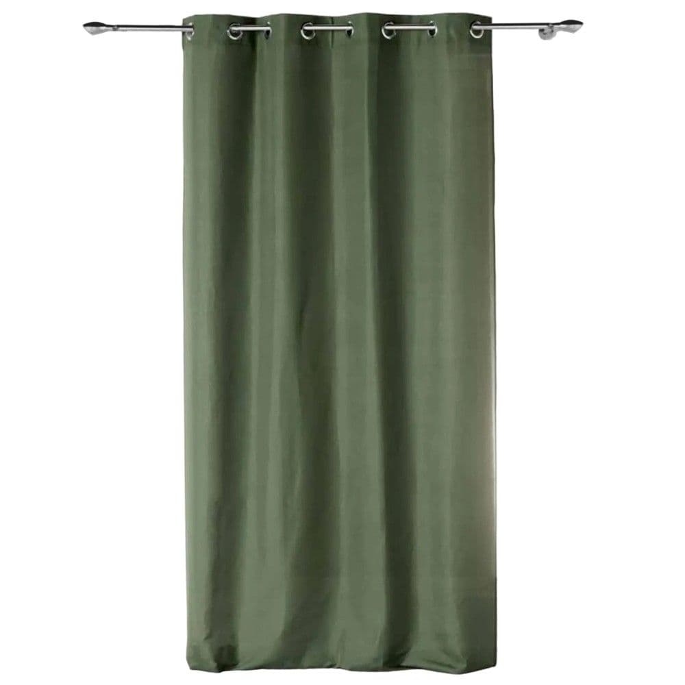 Perde e plotë me unaza, 100% poliestër, jeshile (khaki), 140x260 cm