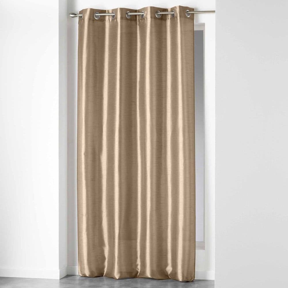 Perde e plotë me unaza, 100% poliestër, bezhë (linen), 140x240 cm
