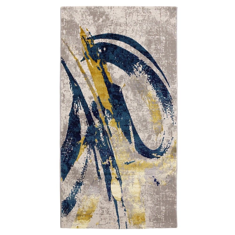 Rrugicë Opera, modern, poliestër+hitset, gri e errët/blue e errët, 80x150 cm