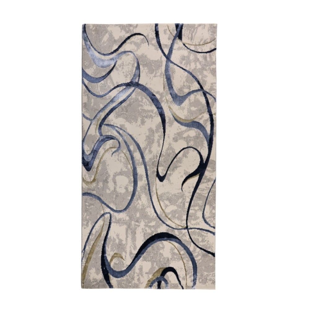 Rrugicë Eva, moderne, poliestër, gri/blu, 80x150 cm