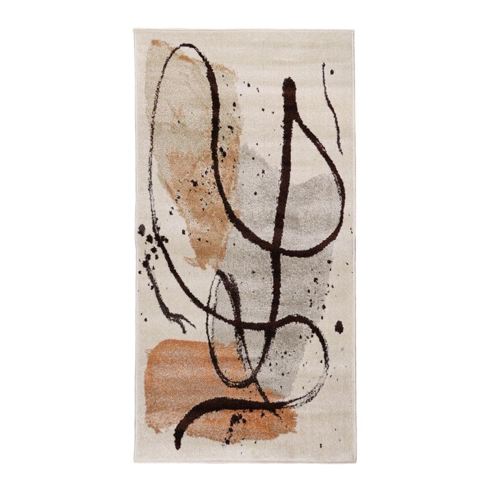 Rrugicë Sanford, polipropilen dhe frize, krem/kafe, 80x150 cm