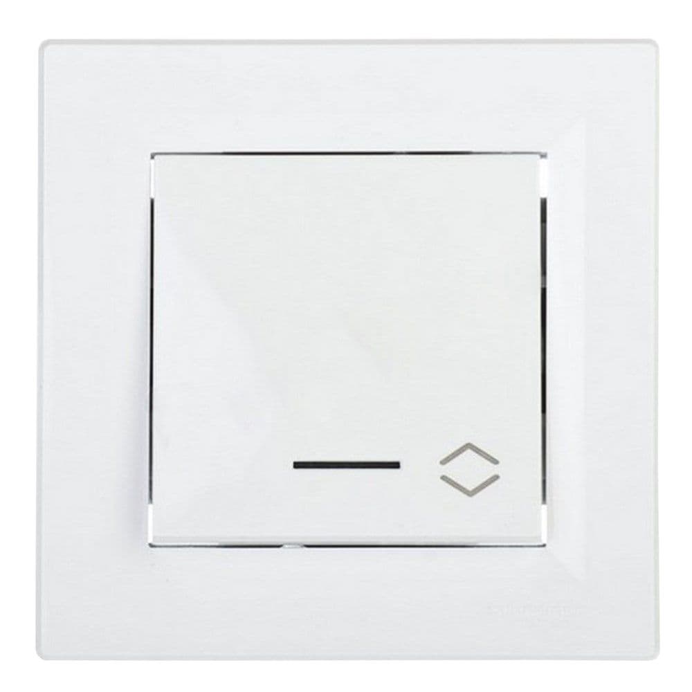 Çelës me dy takime SCHNEIDER, me dritë LED, 2 module, 1 polar, 10A, 250V, 2300W, H8.3xW8.3xD4.3 cm