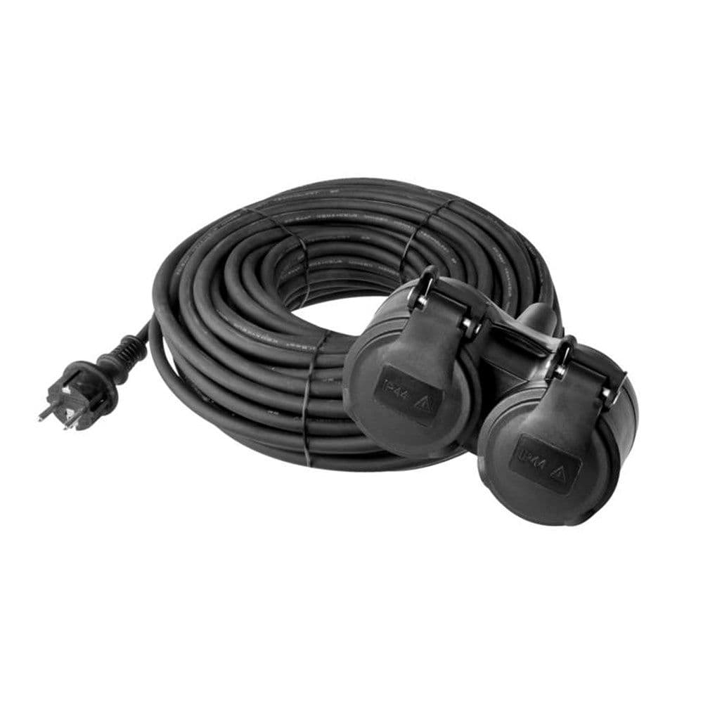 Zgjatues elektrik, Emos, 2× 2P + PE, 10 m, shuko, gomë, 3x1.5mm, IP44, 250 V~/16 A, 3680 W, H05RR-F3G 1.5 mm²