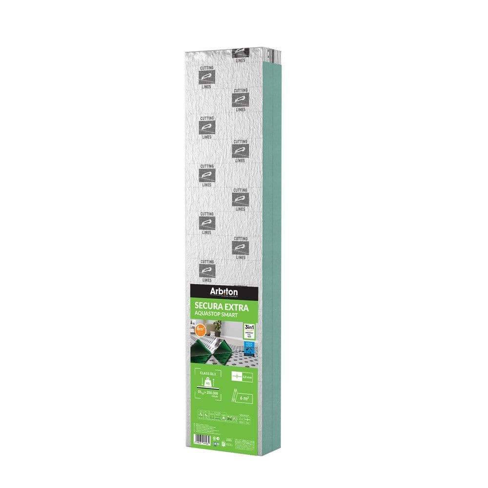 Nënshtrese për parket laminat dhe druri, Secura extra aquastop smart, XPS/PET, 5.1x1.18x3mm, 1-pack=6m²