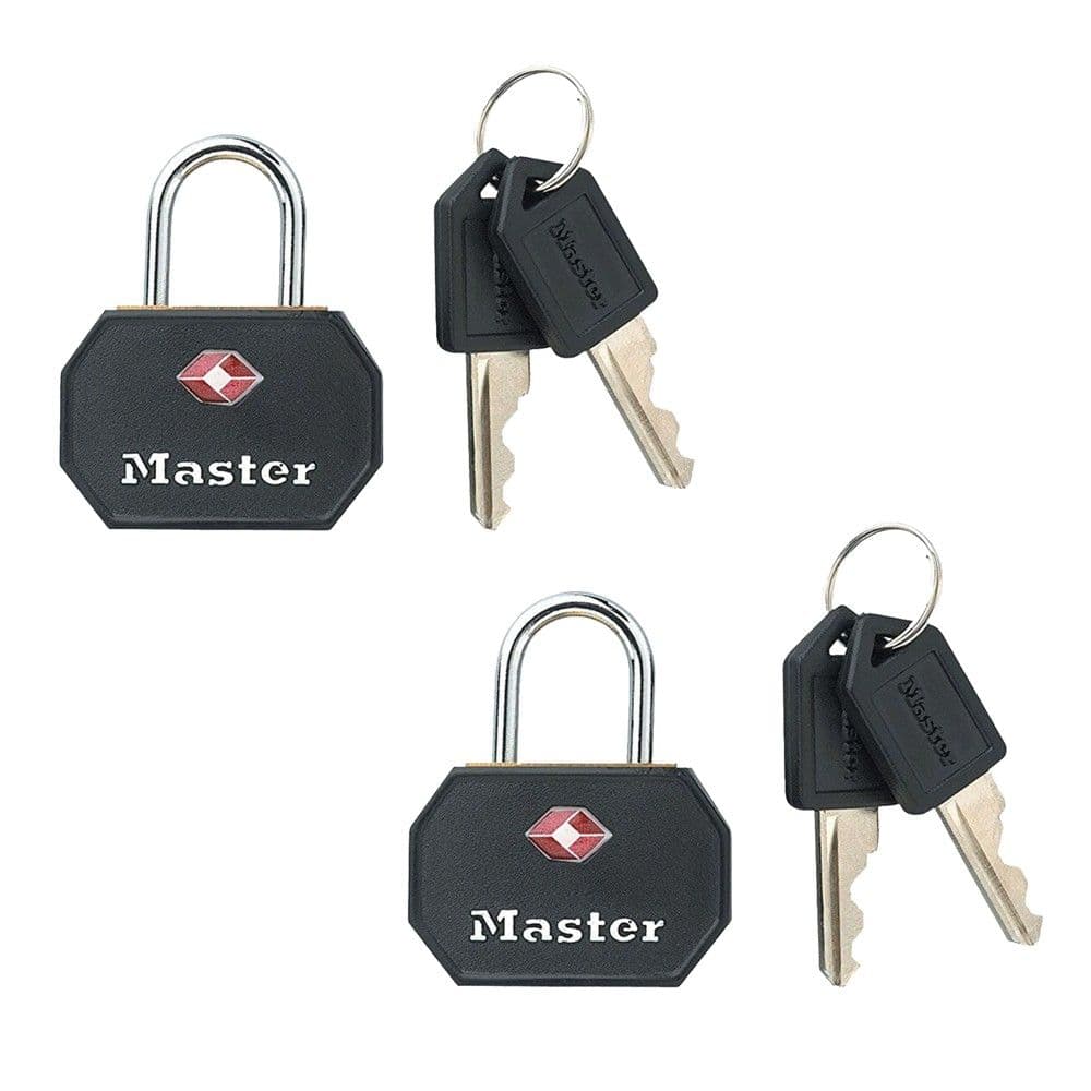 Dry Masterlock, Niveli i sigurisë 3, alumini 2x30mm tsa me mbulesë abs- harku çelik, diametër 3mm, 3 kunja, me çelësa njësoj- i zi, Bagazhe