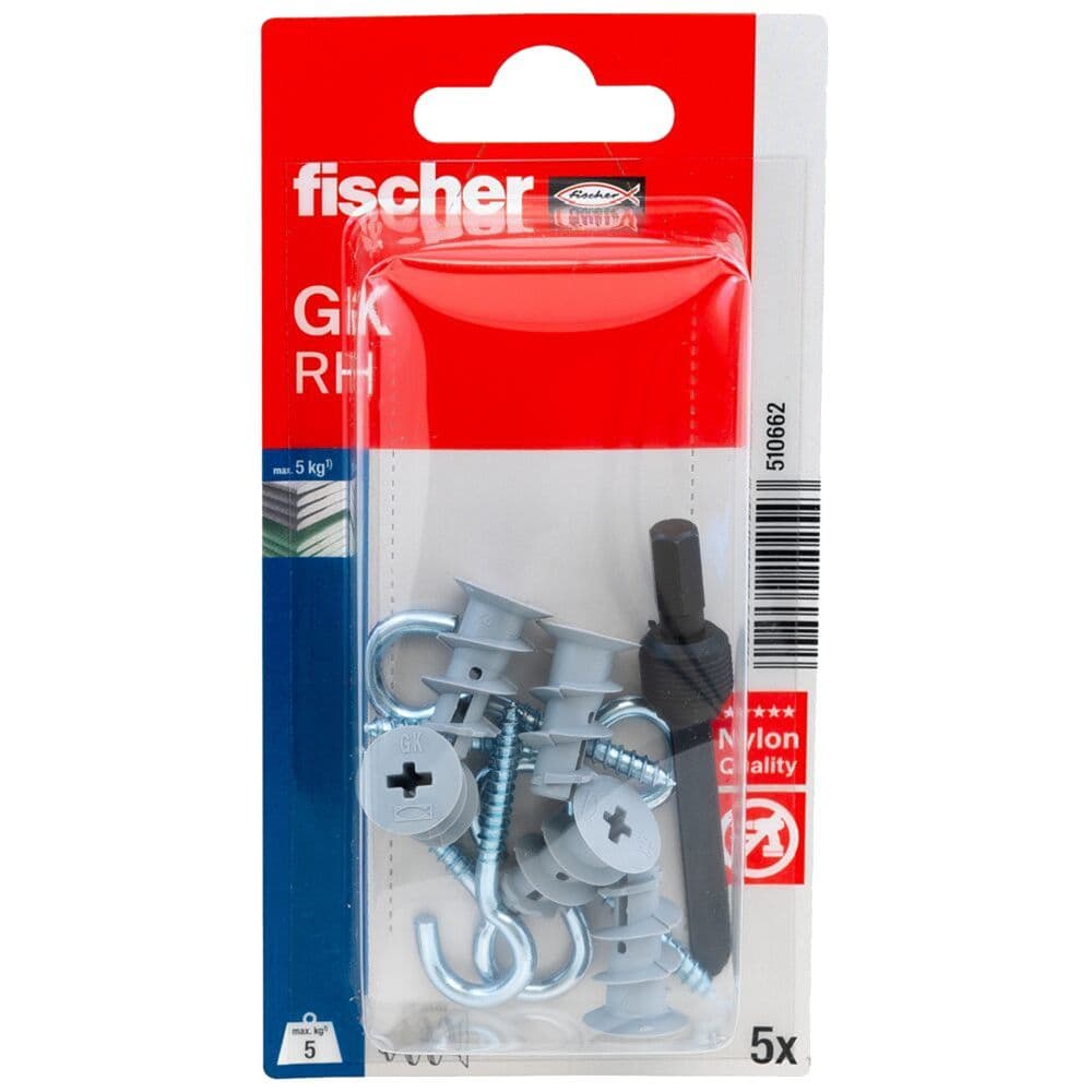 Upa plastike gipsi GK, grep i rrumbullakët 4, 3 x 46, 1 x mjet vendosjeje, 5 pc