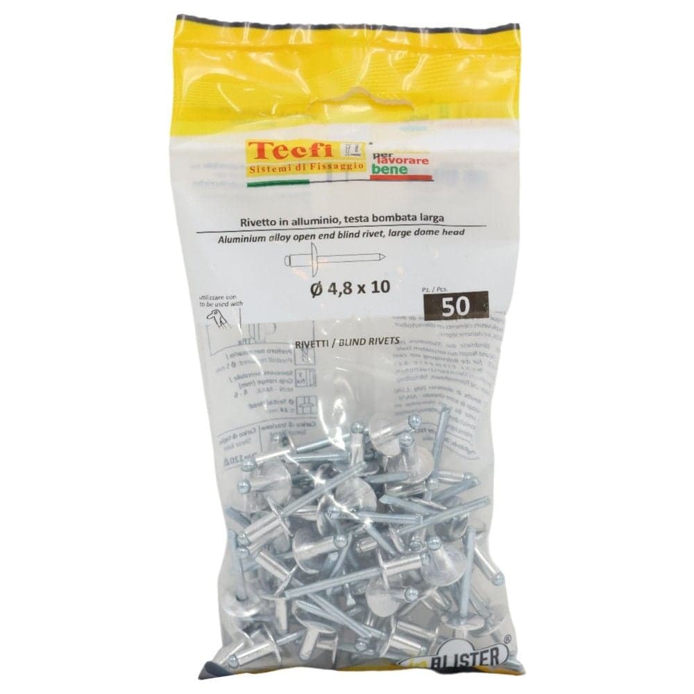 Perçina alumini RAL 9002 alumin/çeliku me pature te gjere, Ø 4,8x10/14mm , Bag 50