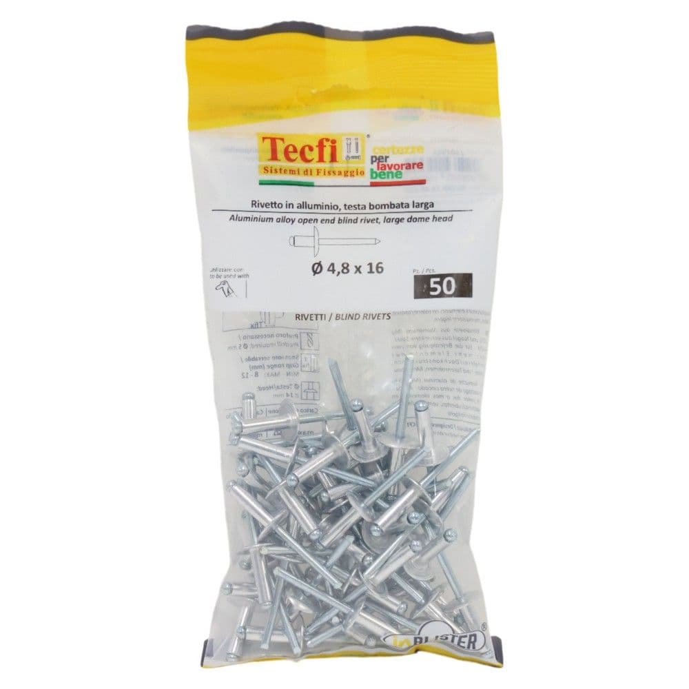 Perçina alumini RAL 9002 alumin/çeliku me pature te gjere, Ø 4,8x16/14mm , Bag 50