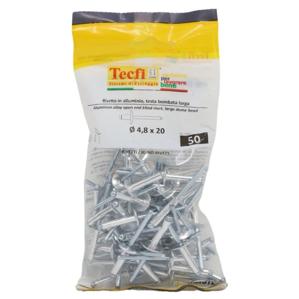 Perçina alumini RAL 9002 alumin/çeliku me pature te gjere, Ø 4,8x20/14mm , Bag 50