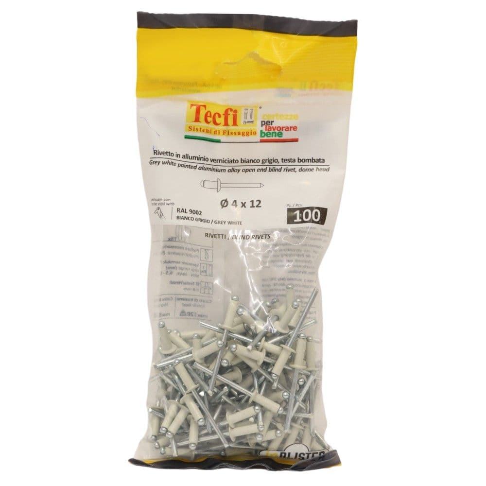 Perçina alumini RAL 9002 alumin/çeliku, Ø 4x12mm , Bag 100