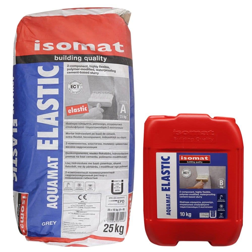 Llac hidroizolues lyeres elastik I gri, 2 komponentesh (A-25kg pluhur + B-10 kg emulsion)