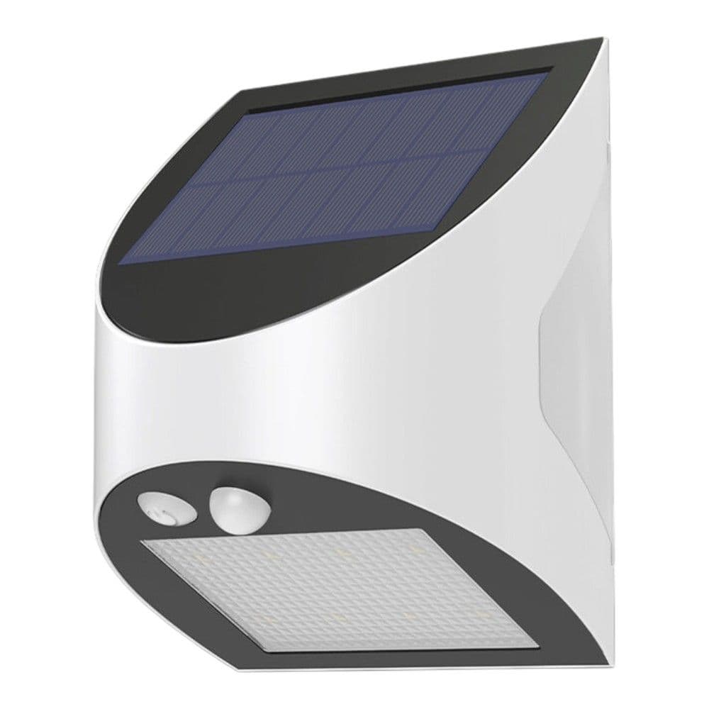 Ndircues me panel diellor, 3W, 6500K, 240lm, plastike, e bardhe, work time 10H, bateri Li-ion, me sensor levizje, IP54, 10x13x8cm