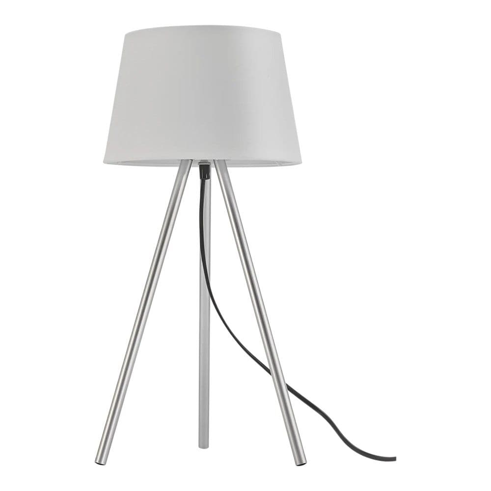 Ndricues tavoline, E27, metal/tekstil, D.23cm, H.48cm, e bardhe