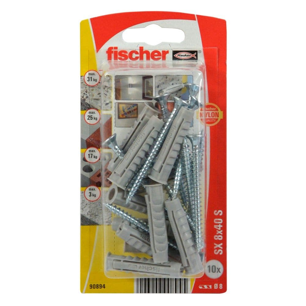 Fischer upa plastike universale DUOPOWER SX 8 x 40 & vida kokë kryq 5 x 60