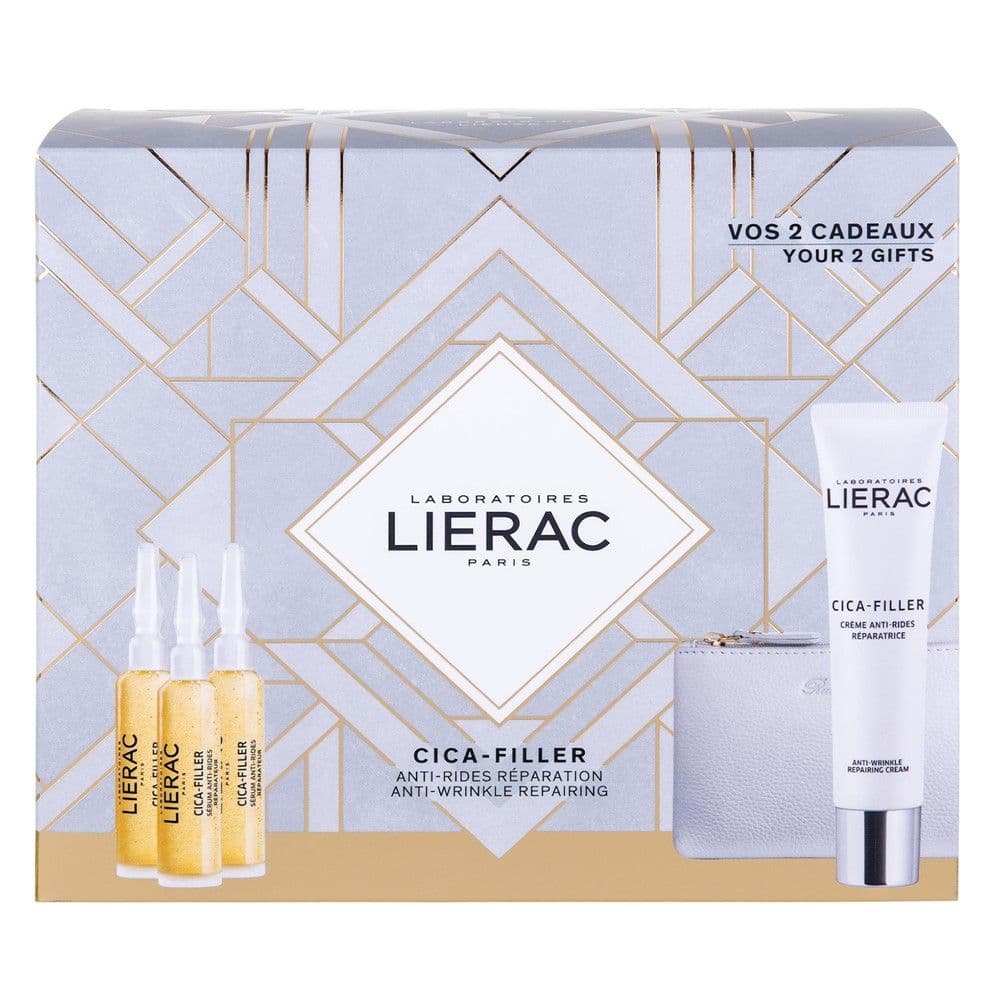Set serum riparues anti-rrudhë dhe krem me teksturë xhel-fluid, për të gjithë llojet e lëkurës, Lierac Cica-Filler