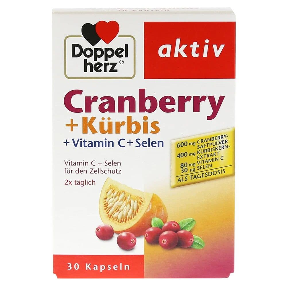 Suplement ushqimor me vitamina dhe minerale, Cranberry+Pumpkin+Vitamin C+Selen, DoppelHerz