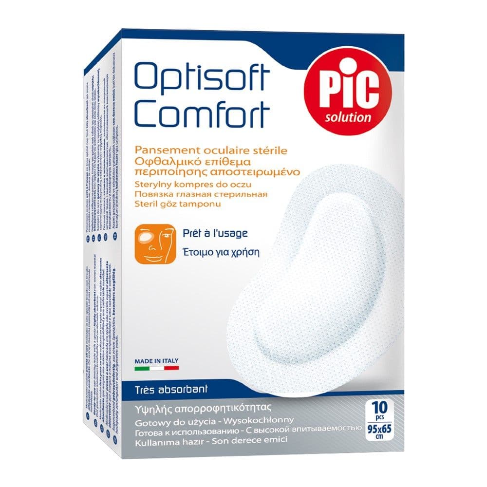 Optisoft Comfort, garze sterile per syrin, shume perthithese. 10 Cope, 95 X 65 Mm.