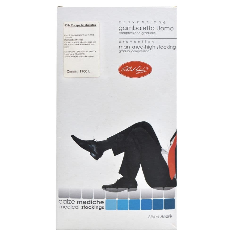 Çorape mjekësore kompresimi nën gju, për meshkuj, modeli 439, 160 Denier, Blu, masa 5/XL