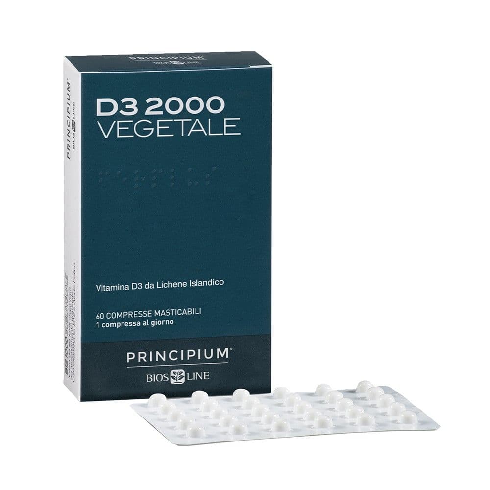 Suplement ushqimor për mirëmbajtjen e kockave, me vitaminë D3, Principium D3 2000 iu.