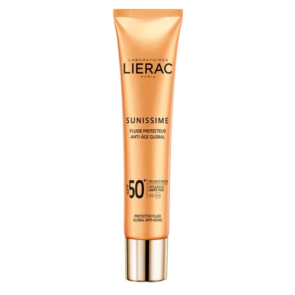 Krem i lëngshëm mbrojtës ndaj diellit, me efekt hidratues, anti-rrudhë dhe kundër njollave kafe, Lierac Sunissime SPF 50